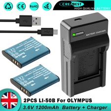2x Batteria Li-50B e caricatore USB per Olympus Pentax TG-620 TG-610 SP-800UZ SZ-10