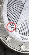 Moneta da 1€ Germania 2004 F con Eccesso di Materiale "doppio artiglio a sx"