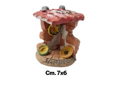 ARTE SARDA STATUA CERAMICA ARTIGIANALE CASETTA CON CESTINI CM. 7x6 (R. CARBONI )