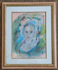 Ernesto Treccani ( Milano 1920 - 2009 ) - "Volto in rosa" - 48 x 58 con cornice.