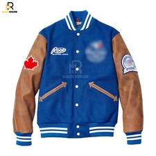 Giacca Toronto Blue Jays Letterman Varsity lana e vera pelle maniche giacca