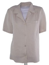 Madame Claire Blusa Da Donna 42 M Medium Beige Lino Spalline Imbottite Vintage