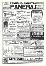 Stampa antica PASTIGLIE PANERAJ AUTOMOBILI Pubblicità 1905 ca. Antique print