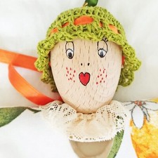 Bambola canovaccio da cucina made in Italy fatta a mano con vestitino arancio