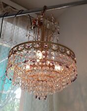 Bellissimo Lampadario tipo mezzo impero cristalli Ø40 vintage Chandelier Lustre 