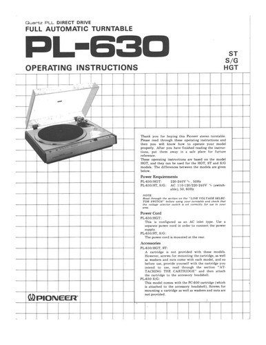 Pioneer 630 giradischi - pioneer,