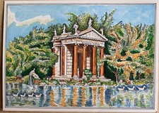 Cartolina Illustrata Roma Villa Borghese Esposizione Mondiale Filatelia 1985