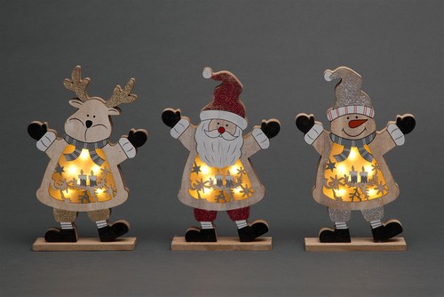 Babbo natale legno led - babbo,