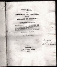 TRATTATO DELLA CONOSCENZA DEI MATERIALI -ARTE DI EDIFICARE -RONDELET-1840 VOL.1