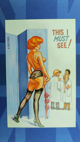 Saucy comic postcard 1950s big - comic,