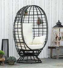 Sedia a uovo in rattan di lusso da esterno giardino patio salotto seduta girevole con cuscino