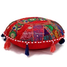 Cuscino da pavimento patchwork poggiapiedi rosso 18 in bohemien vintage pouf cuscino