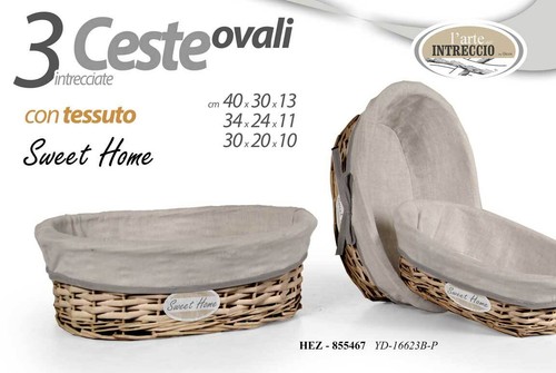 Tris cestini ovali vimini - cestini,