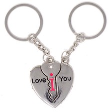 2x portachiavi complementari I LOVE YOU chiave cuore San Valentino per fidanzati