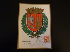 FRANCIA PRIMO GIORNO FDC YVERT 1353A ARMOIRIE DI AGEN 0.12 F AGEN 1964