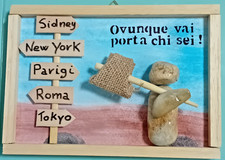 Quadro in legno e sassi
