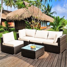 5PCS Rattan Patio Conversation