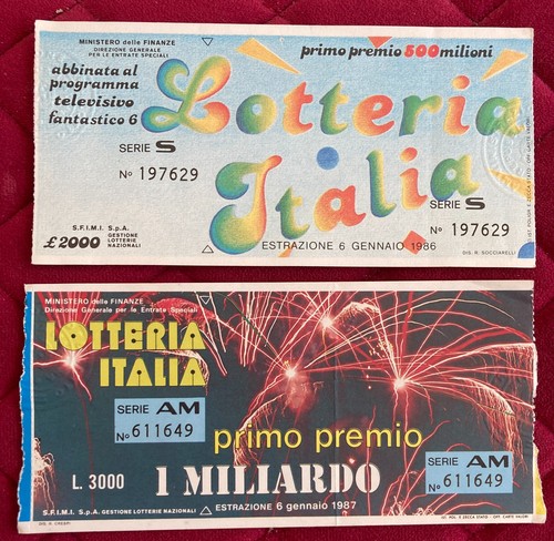 Biglietti lotterie 1986 1987 - biglietti,
