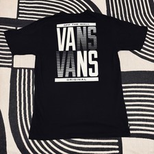 T-shirt nera Vans Off The Wall stampa tipografica impilata taglia media
