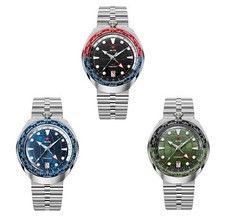 STELLA ROSSA testa di toro NH34 GMT doppio tempo orologio automatico subacqueo 316L C3 42mm 100M