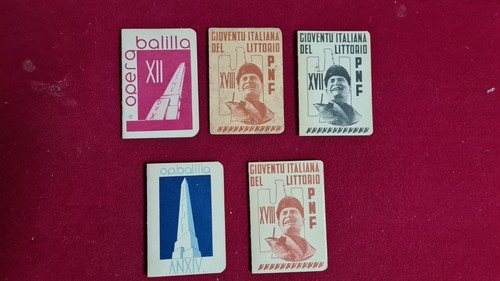 Lotto 5 tessere fasciste - n.,