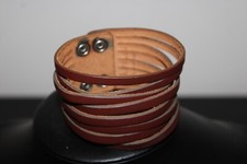 Bracciale Marrone Cuoio A Strisce Artigianale Made In Italy