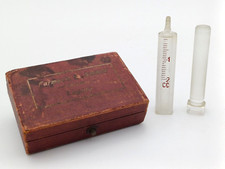 SET FARMACEUTICO ANTICO - ASTUCCIO CON INIEZIONE VETRO - '800