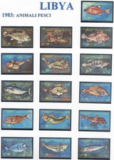 LIBIA 1983 FAUNA MARINA PESCI DIVERSI 16 VAL. Cat.M.1138-53