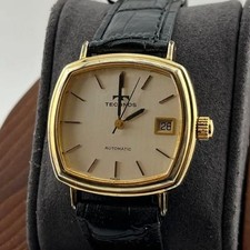 Technos Raro Orologio Uomo Automatico Oro Quadrante Bianco 34mm Usato