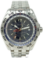 Orologio Sector 490 gmt swiss made dual time world time stainless steel 45mm 