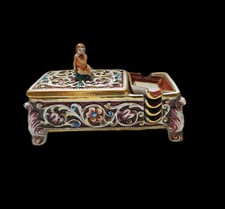 Capodimonte Porcellana Dipinta A Mano Set Da Fumo Ceramica Artistica