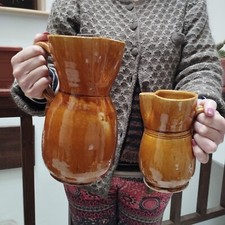 COPPIA ANTICHE BROCCHE PUGLIESI IN TERRACOTTA DI GROTTAGLIE DEGLI ANNI 60 VASI