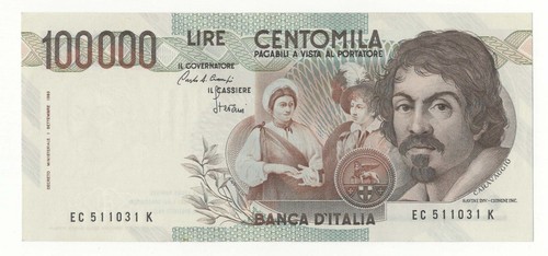 100000 lire caravaggio - lire,
