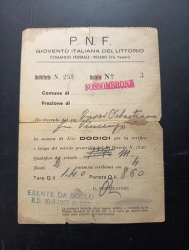 Fascismo 1927 fossombrone - fascismo,