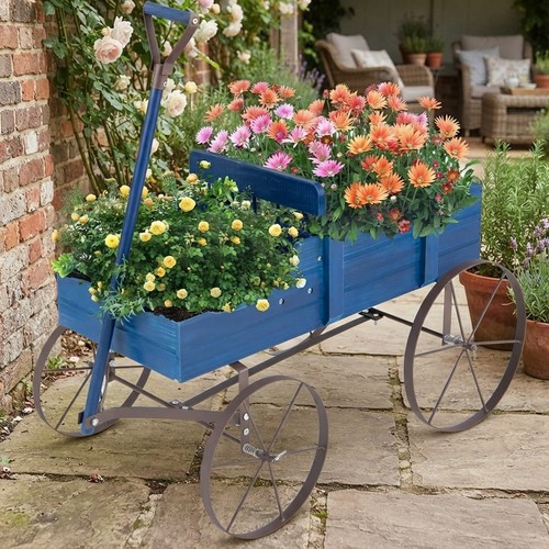 Elegante fioriera carro blu - elegante,