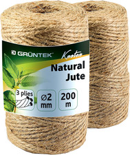 Spago Di Iuta Naturale 2Mm. 2 Rotoli Da 100 M. Corda Di Canapa per Giardinaggio,