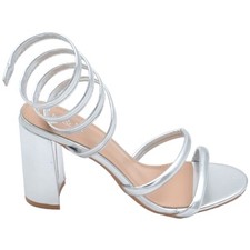 Sandali donna in pelle argento