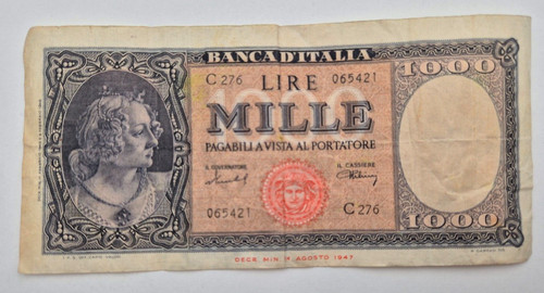 Italy 1000 lire 1947 - italy, banknote