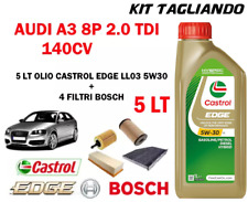 KIT TAGLIANDO OLIO CASTROL EDGE 5W30 5LT+4 FILTRI BOSCH AUDI A3 2.0 TDI 103KW
