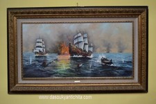 Dipinto olio su tela Battaglia