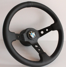 Volante adatto per BMW Sport Deep Dish in pelle nera E28 E30 E32 E34 86-92