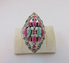 ANELLO ARGENTO CON RUBINI SMERALDI MARCASSITI SILVER RING WITH  RUBYS  EMERALDS