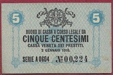 Italia/Italy - Cassa Veneta 5 Centesimi P. M1 (1918) AUNC/XF+