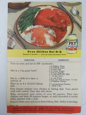 Carta Ricette Latte Secco PET Istantaneo Vintage Forno Pollo Bar-B-Q Pubblicità