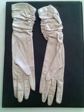 Guanti vintage in tessuto raso lucido da donna