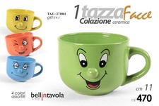 1 Pezzo Tazza Tazzone Latte Color Viso 470 ml 4 Colori