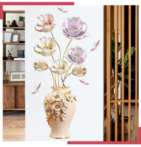 Grande vaso fiori adesivi - vaso,