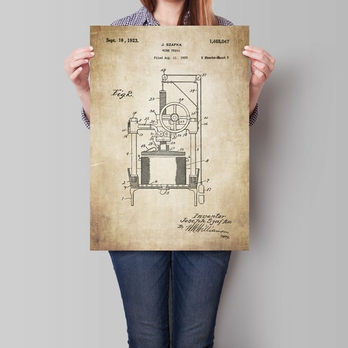 Poster pressa vino - , brevetto