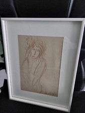 PERICLE FAZZINI QUADRO DISEGNO A MATITA RITRATTO FIRMATO TIMBRI ESPOSTO GALLERIA