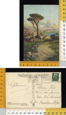 41238] NAPOLI - PANORAMA DALLA VILLA PATRIZI - PITTORE G. CARELLI _ 1929